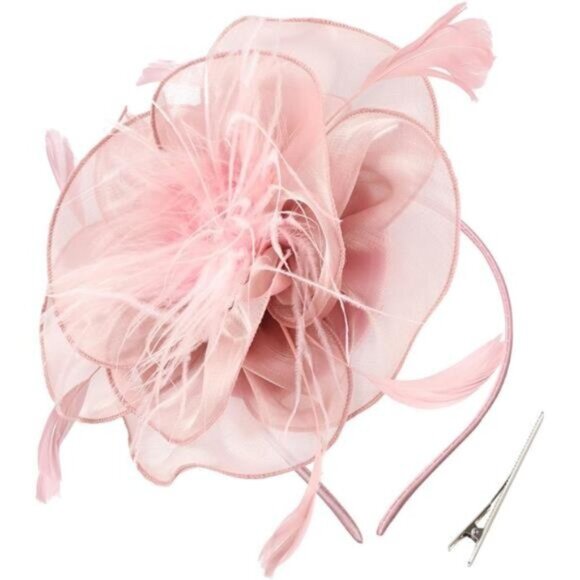 Women Fascinators Hats Kentucky Derby Flower Pink - Picture 1 of 6